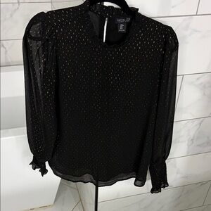 Rachel Zoe Black and Gold Sheer Blouse
